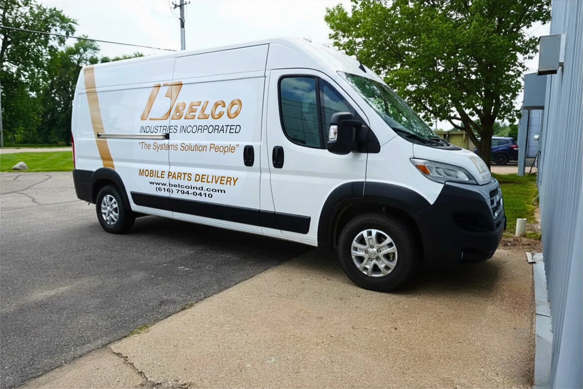 The Belco Mobile Parts Delivery van outside the Belding, Michigan facility.
