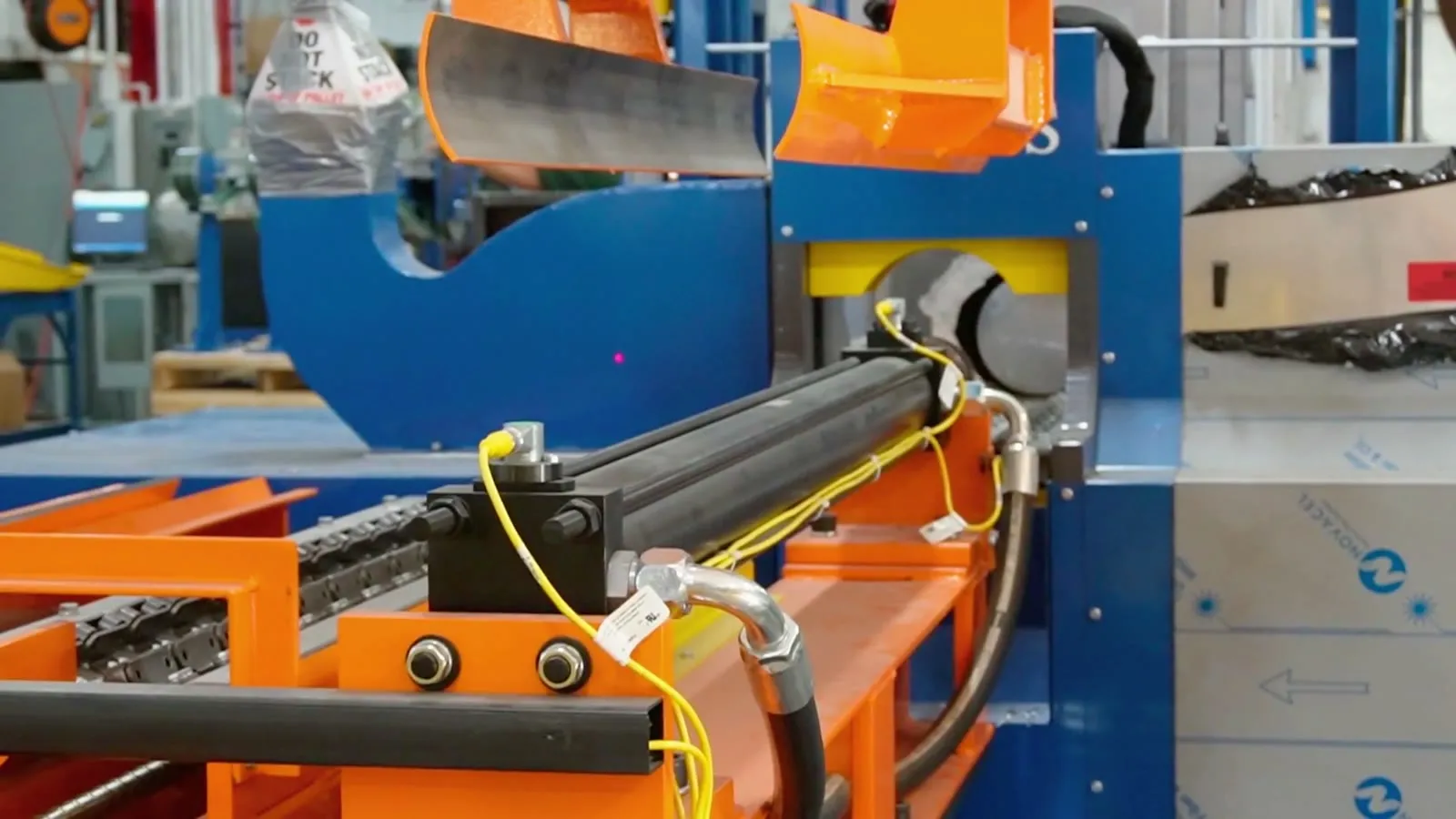 A Belco billet handling line moving stock into position.