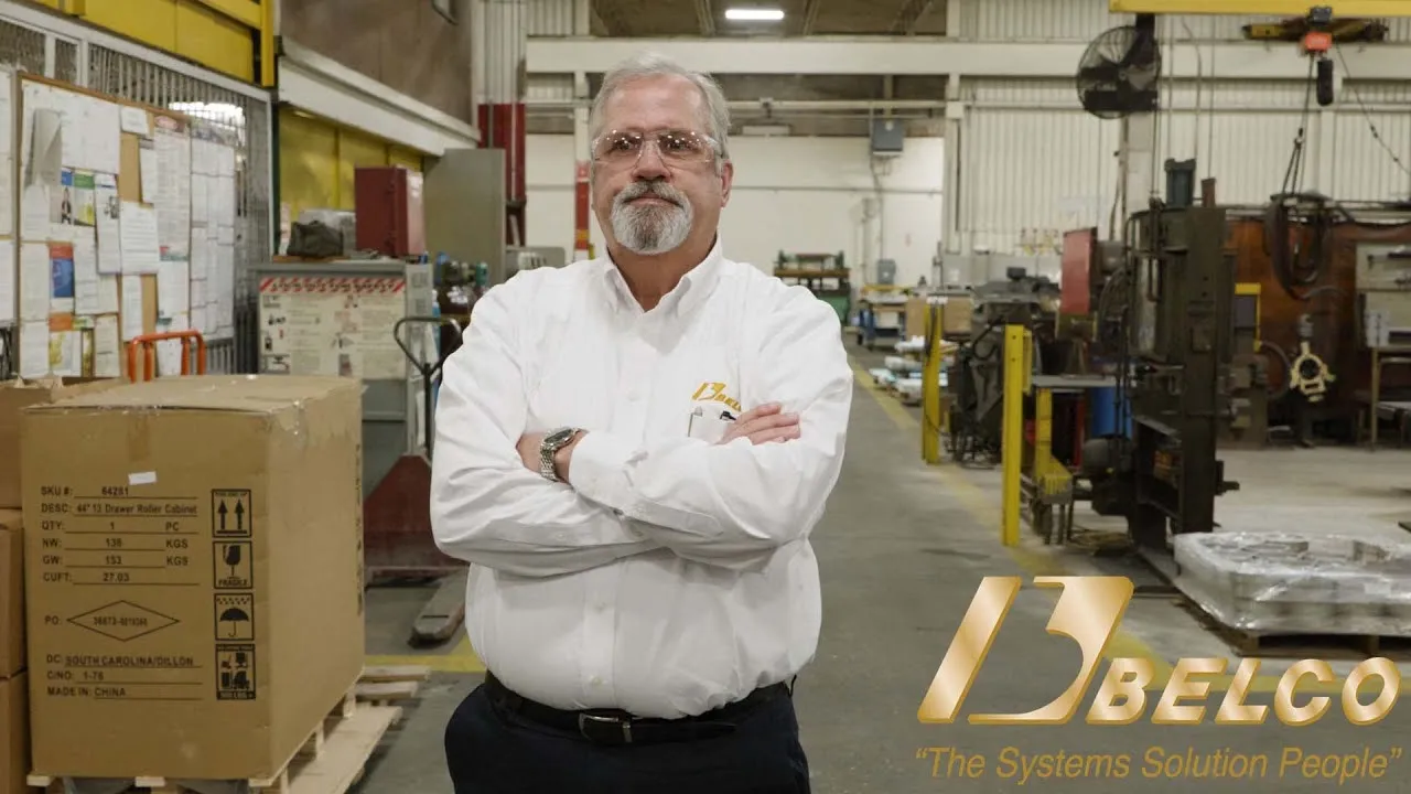 Belco-built aluminum extrusion equipment on the shop floor.